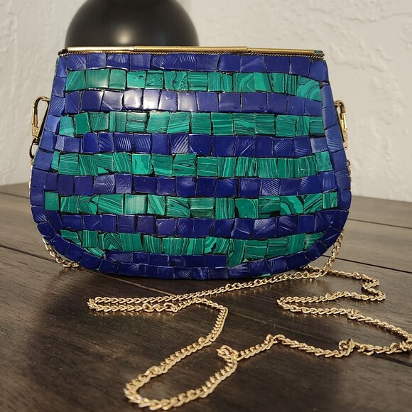 RAMLA Moroccan Mosaic Bag- Blue, Green, & Gold - Picture 6 of 10